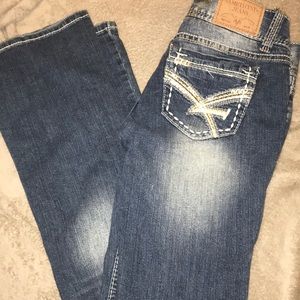 boot cut jeans, bedazzled, amethyst